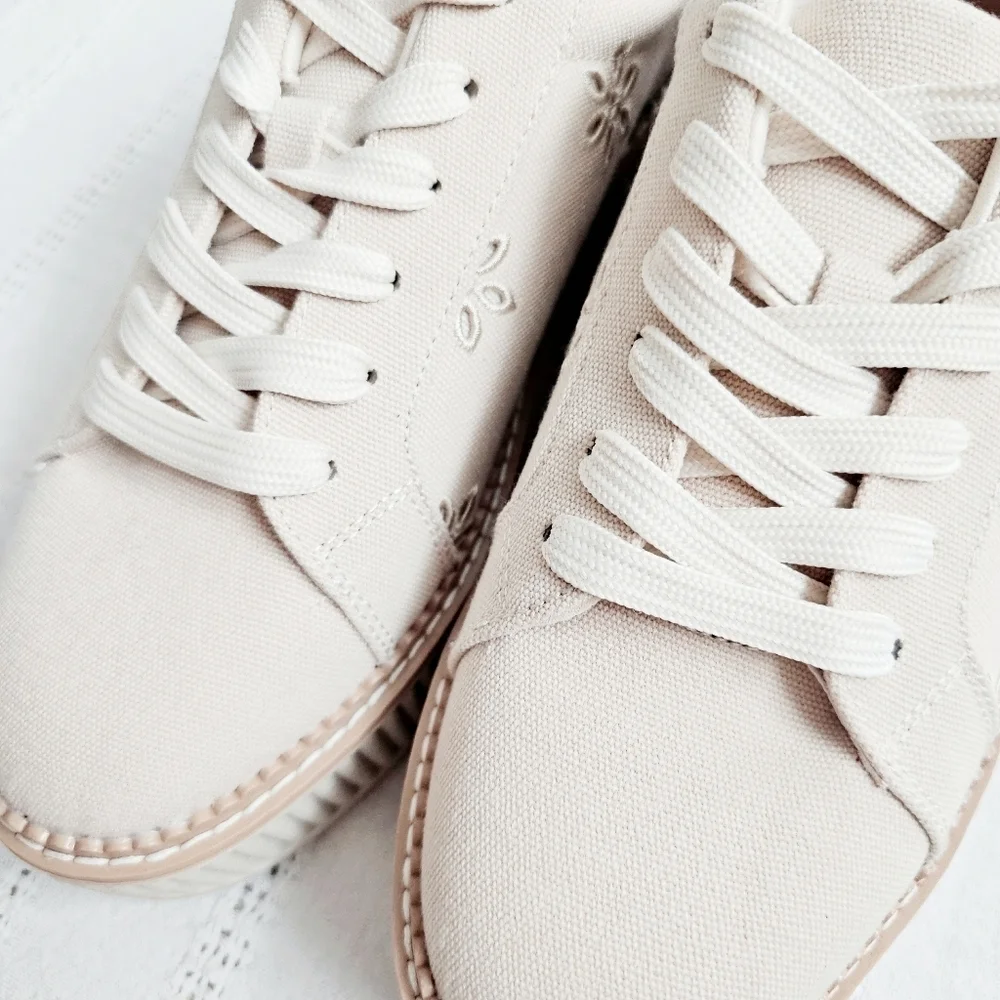 DV By Dolce Vita Canvas Eyelet Chunky Platform Lace Up Sneakers Shoes 8 Brin NEW - Picture 4 of 14